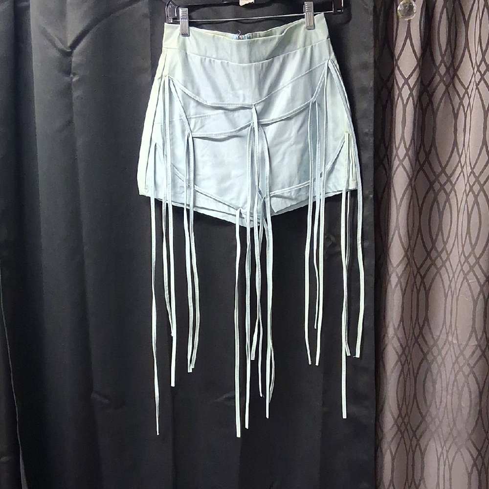 Delicious Light Green Fringe Skort